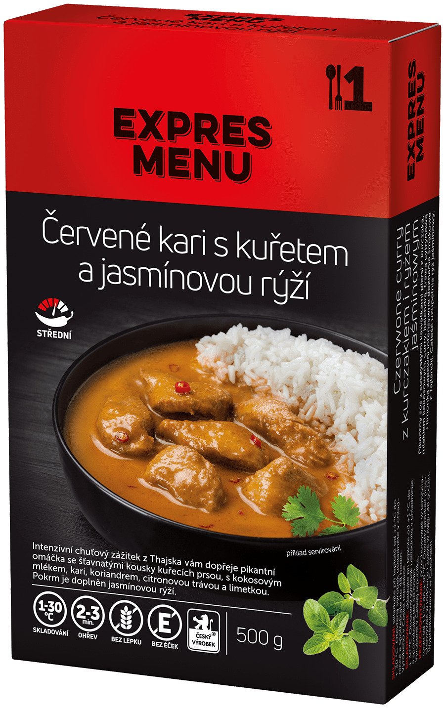 Červené kari s kuřetem a jasmínovou rýží EXPRES MENU (1porce)