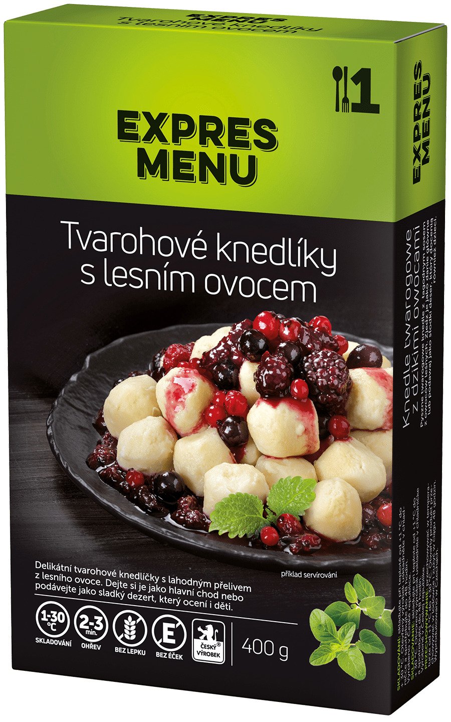 Tvarohové knedlíky s lesním ovocem EXPRES MENU (1 porce)