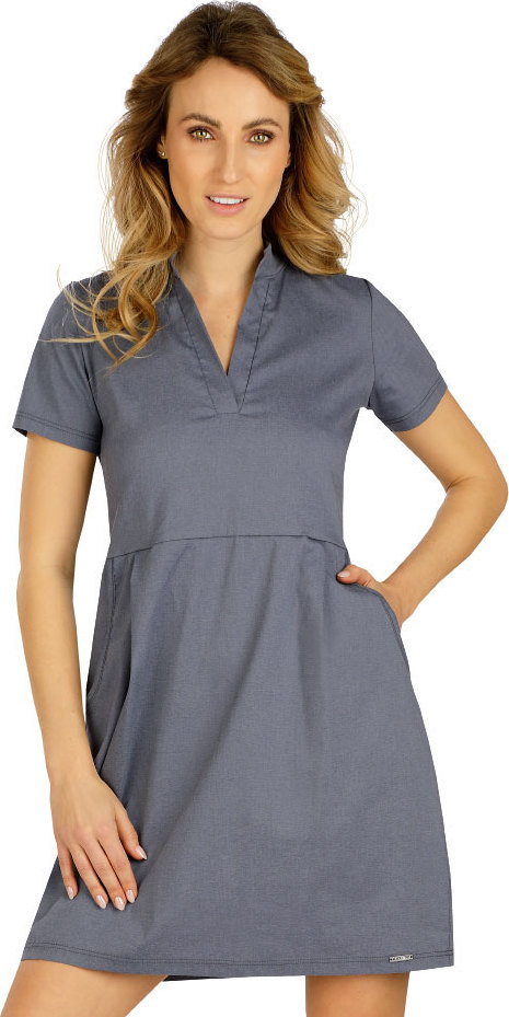 Dámské košilové šaty LITEX s krátkým rukávem šedé Velikost: S, Barva: denim