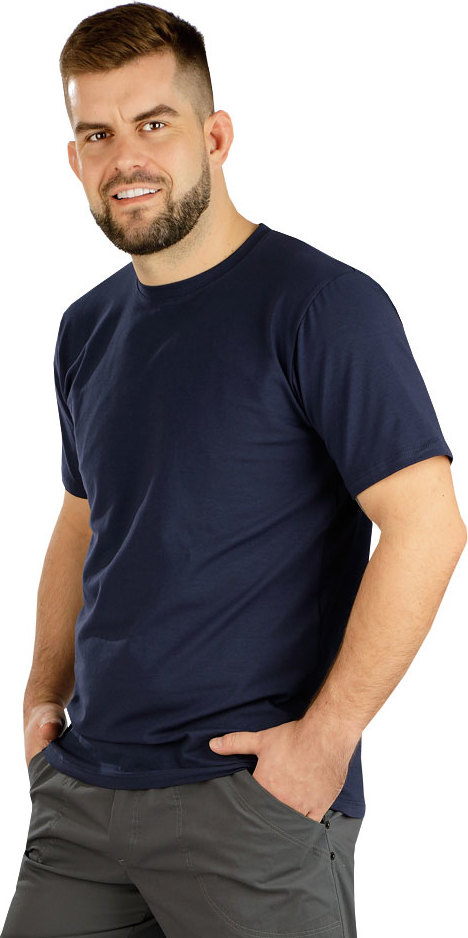Pánské bavlněné tričko LITEX s krátkým rukávem modré Velikost: M, Barva: tmavě modrá