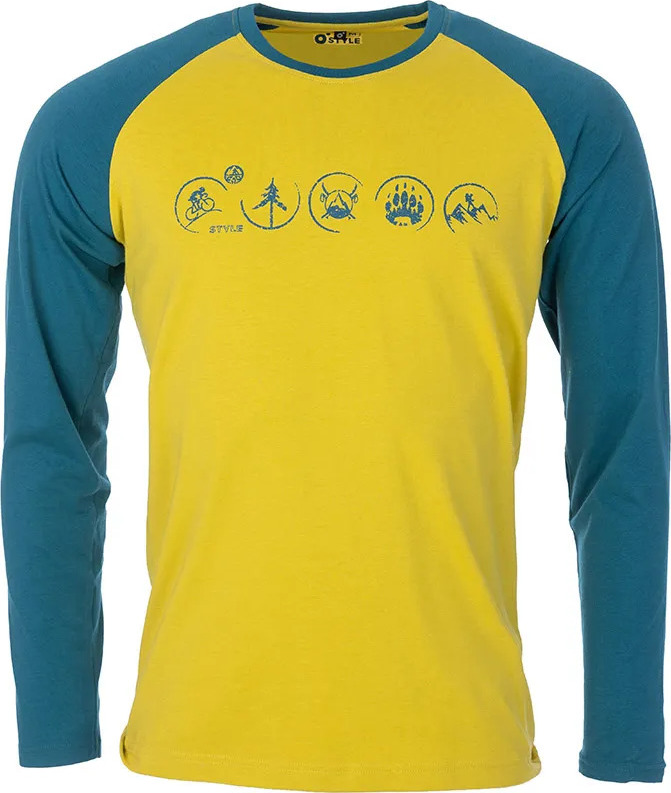 Pánské bavlněné triko O'STYLE Joy žlutomodré Velikost: L