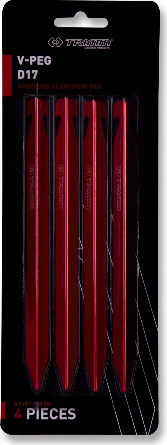 Kolík stanový TRIMM V-PEG - D17 červený Barva: bordo anodized, Velikost: UNI