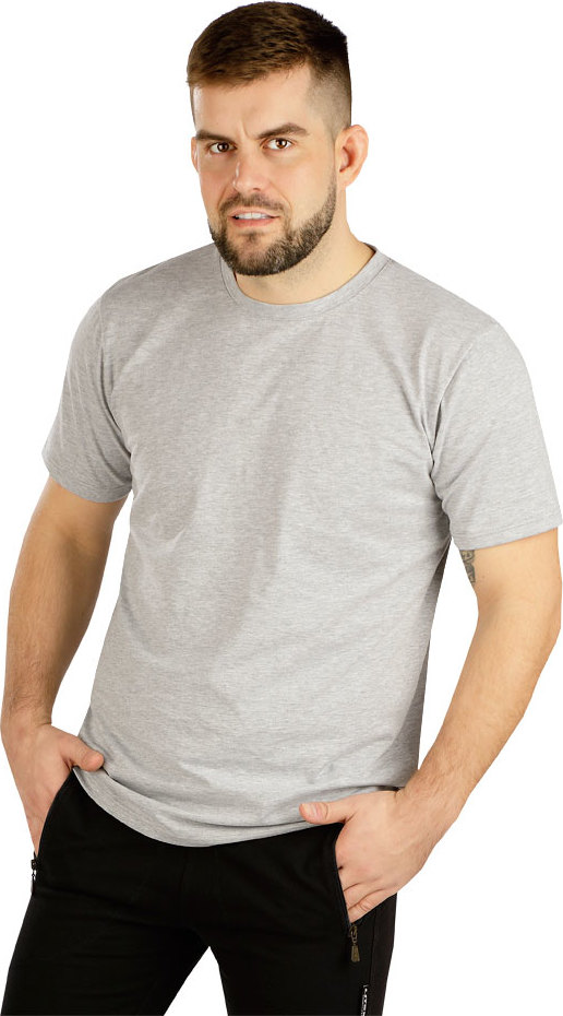 Pánské bavlněné triko LITEX šedé Velikost: XXL, Barva: světle šedé melé