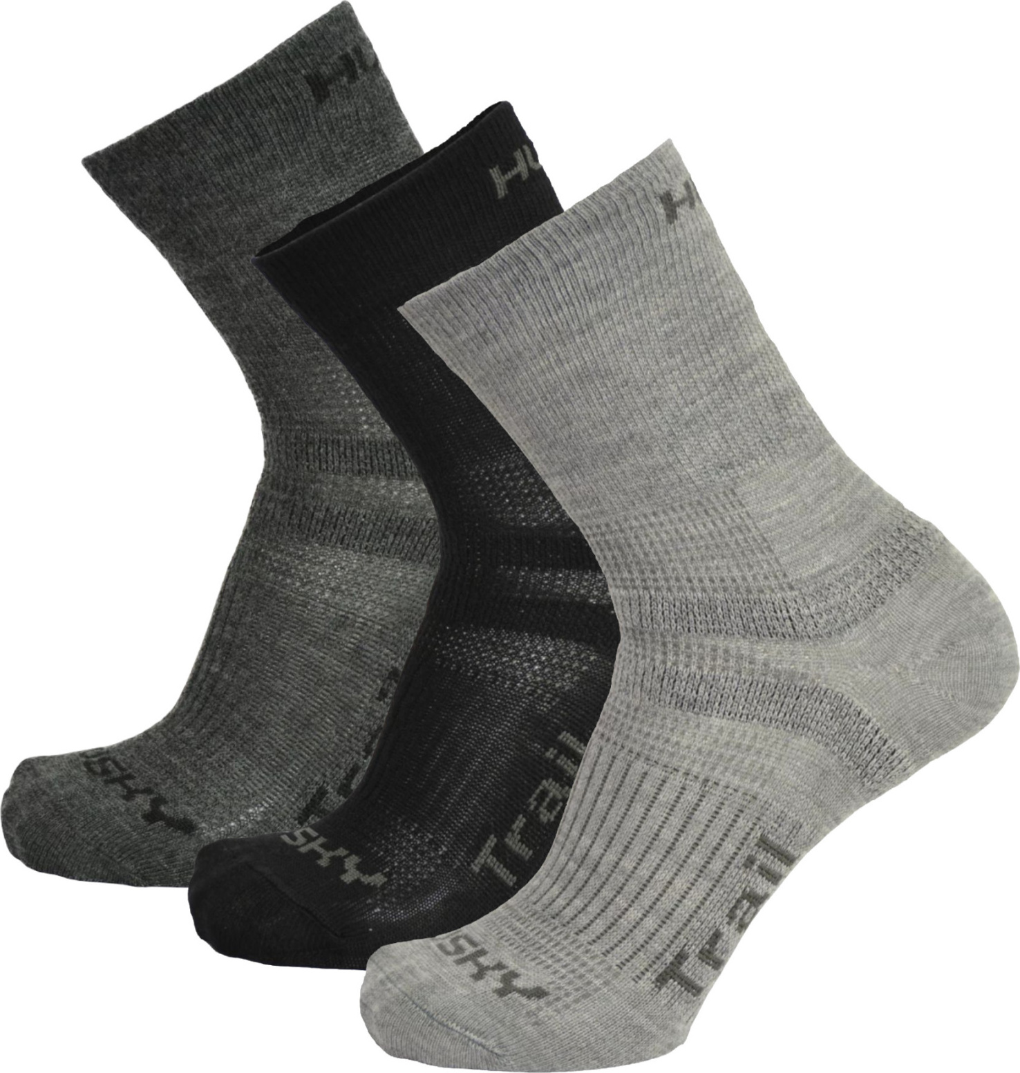 Unisex ponožky HUSKY Trail 3 páry černé/šedé Velikost: XL (45-48)