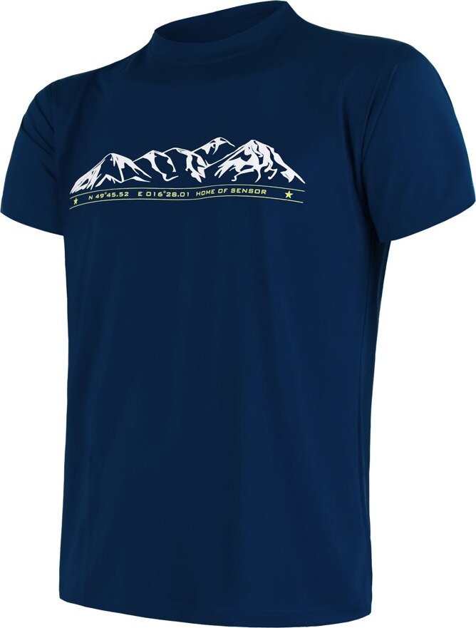 Pánské funkční tričko SENSOR Coolmax Tech Mountains Limited modré Velikost: L, Barva: Modrá