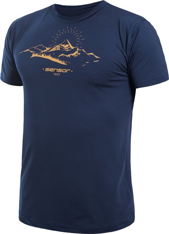 Pánské funkční tričko SENSOR Coolmax Tech Mountains modré Velikost: L, Barva: Modrá