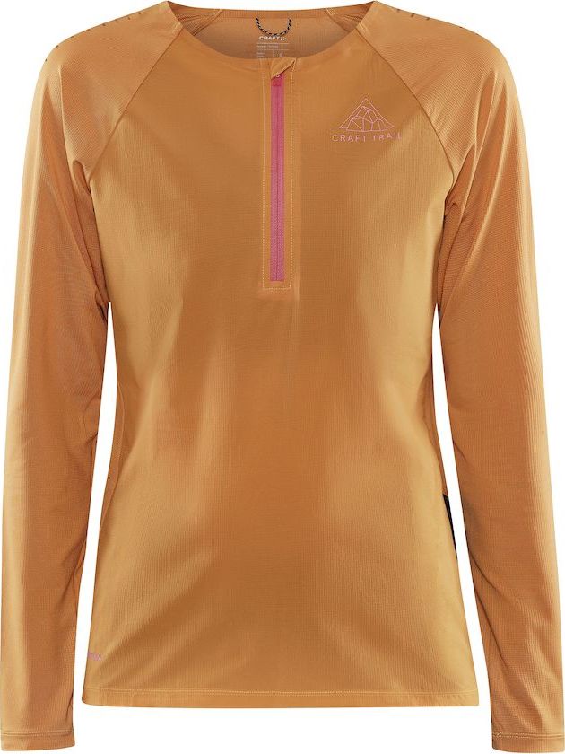 Dámské běžecké triko CRAFT Pro Trail Wind LS oranžové Velikost: XL