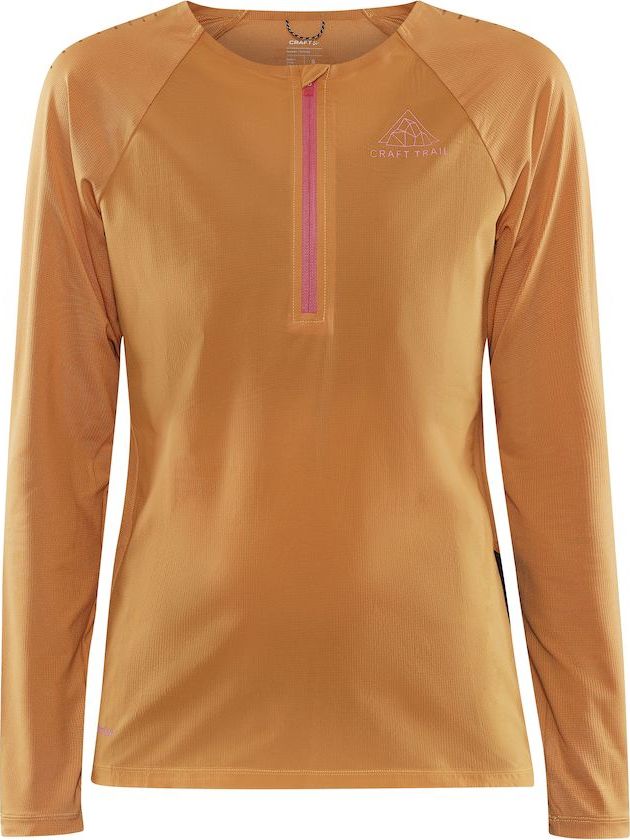 Dámské běžecké triko CRAFT Pro Trail Wind LS oranžové Velikost: S