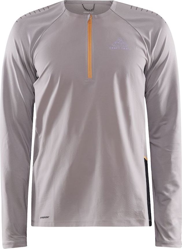 Pánské běžecké triko CRAFT Pro Trail Wind LS šedé Velikost: XL