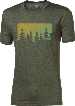 Pánské merino triko PROGRESS Hrutur Forest zelené Velikost: L