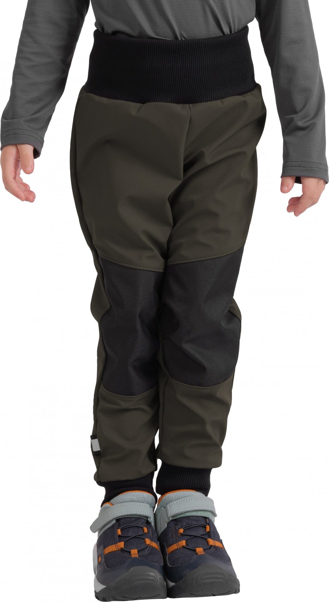 Batolecí softshellové kalhoty UNUO s fleecem Street Strong, Tm. Khaki Velikost: 86/92