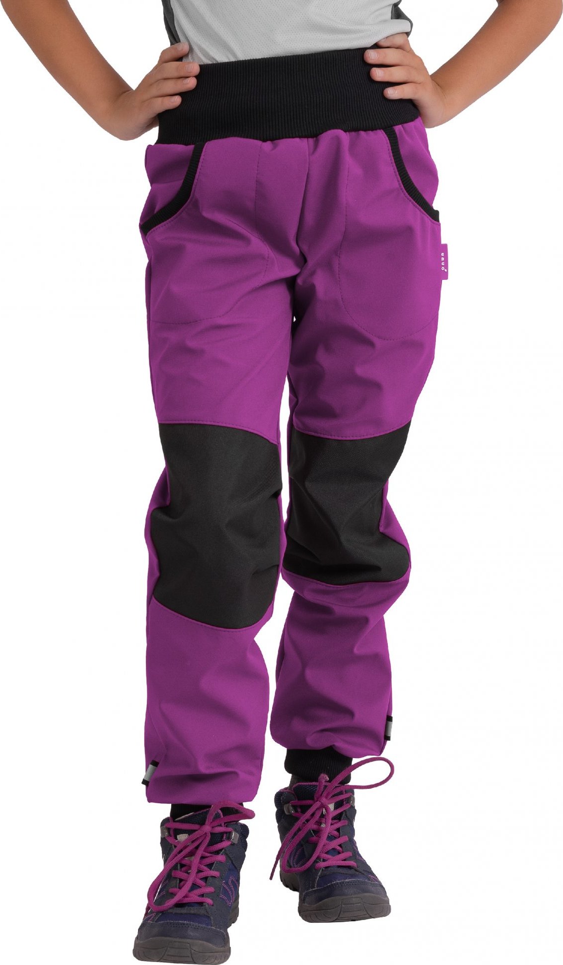 Dětské softshellové kalhoty UNUO s fleecem Street Strong, Ostružinová Velikost: 128/134