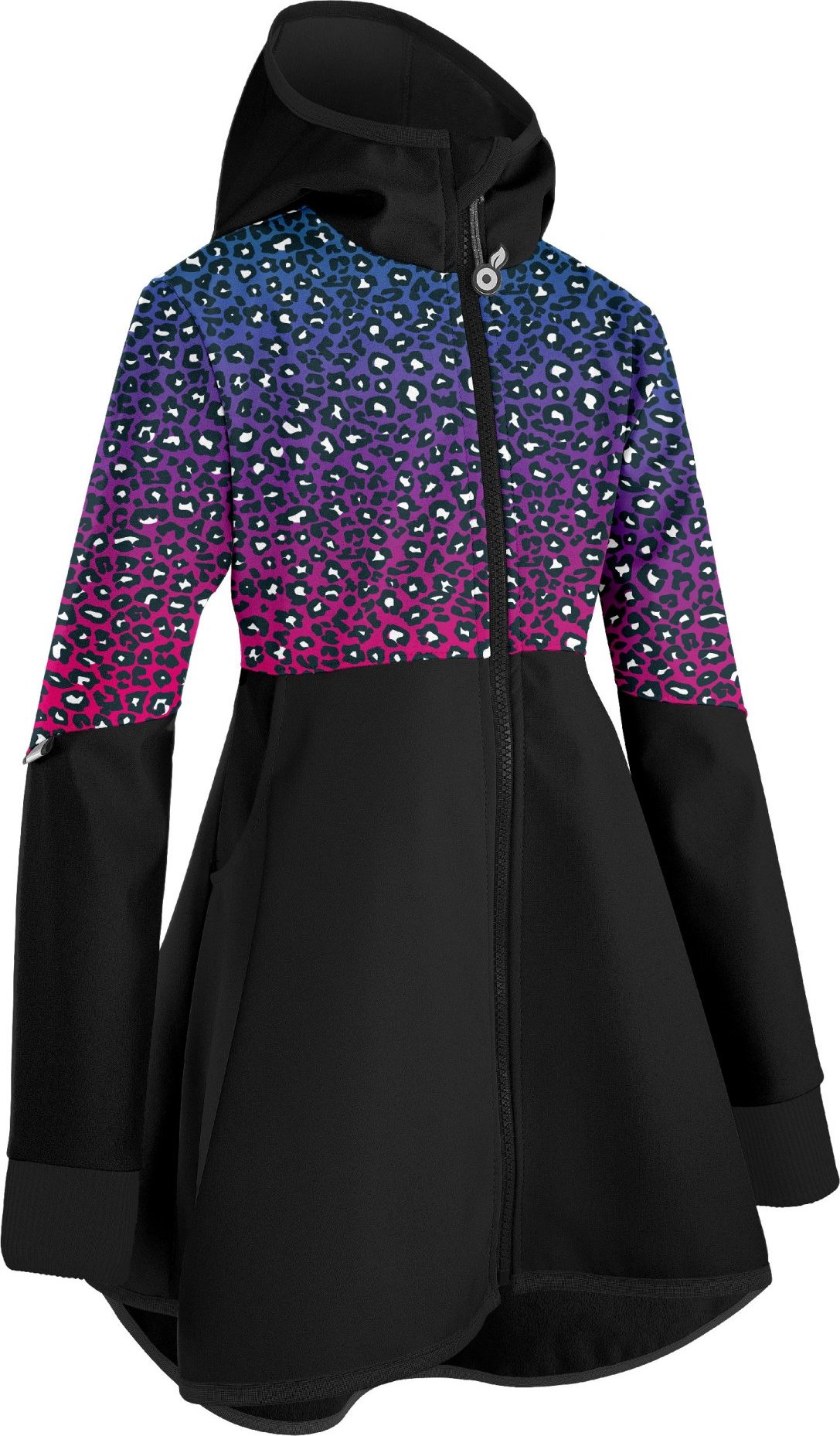 Dívčí softshellový kabát UNUO s fleecem Romantico, Černá, Divočina Velikost: 146/152