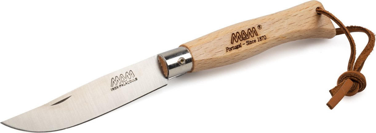 Zavírací nůž s koženým poutkem MAM Douro 2081 - buk, 8,3 cm