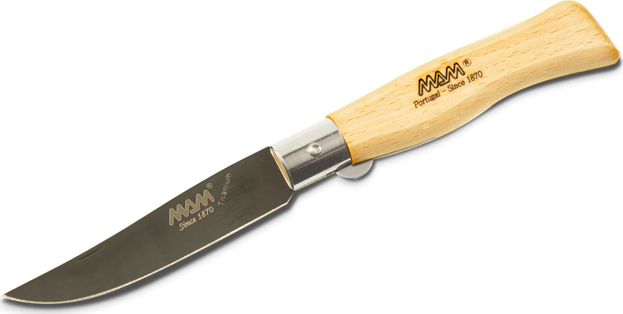 Zavírací nůž s pojistkou MAM Douro 2109 Black Titanium - buk, 9 cm