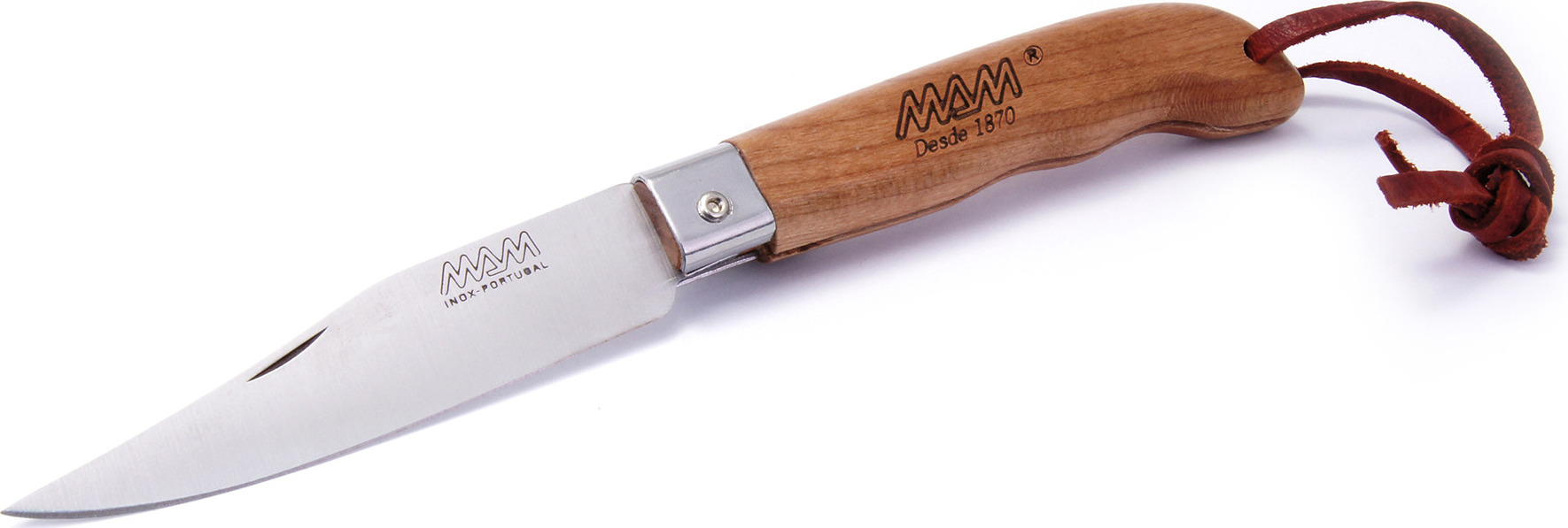 Zavírací nůž s koženým poutkem MAM Sportive 2047 - buk, 8,3 cm