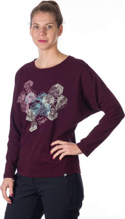 Dámské bavlněné triko NORTHFINDER Beverly vínové Velikost: S