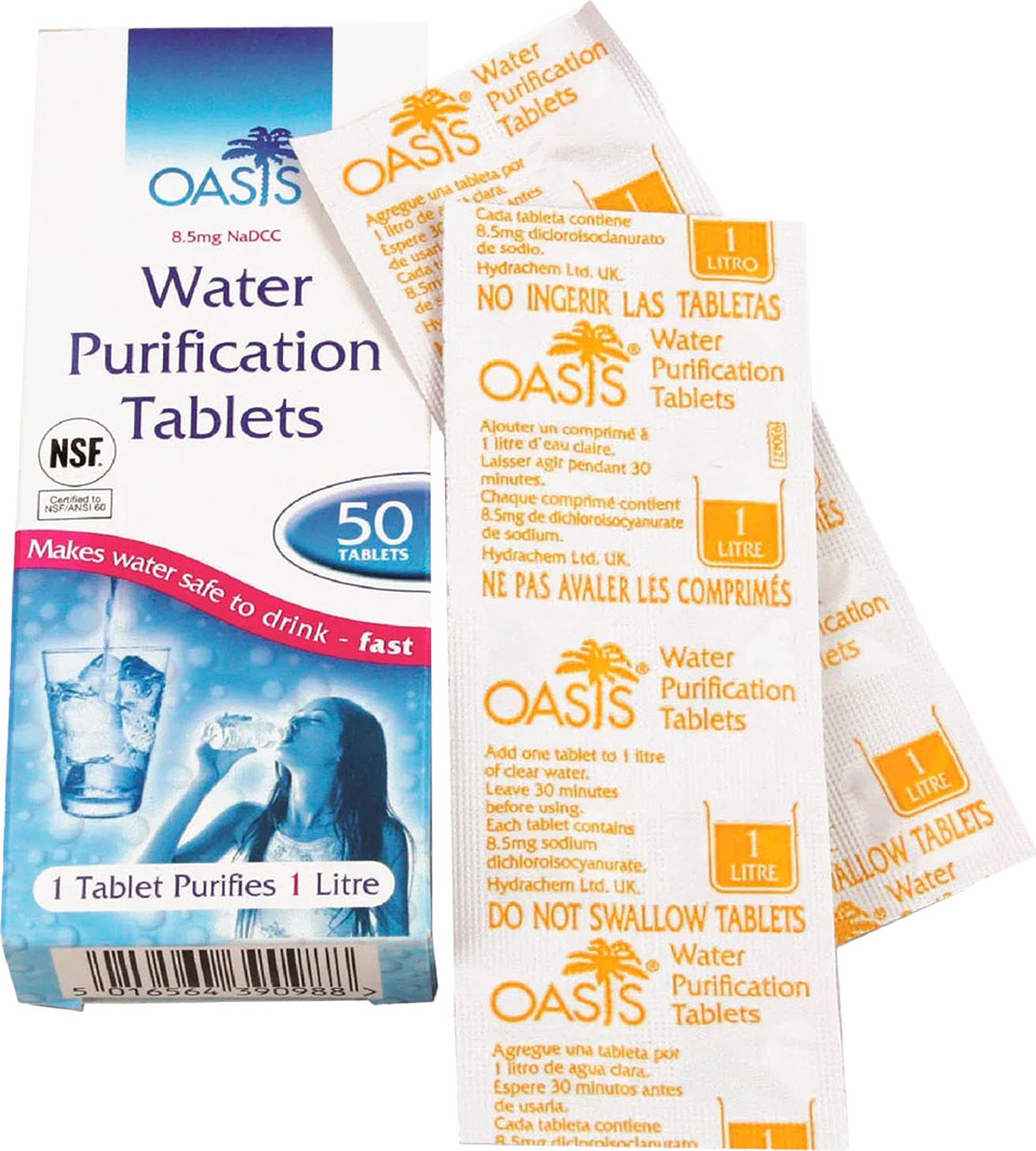 Tablety pro čištění vody HIGHLANDER Oasis (8,5mg NaDCC), 50 Tablet