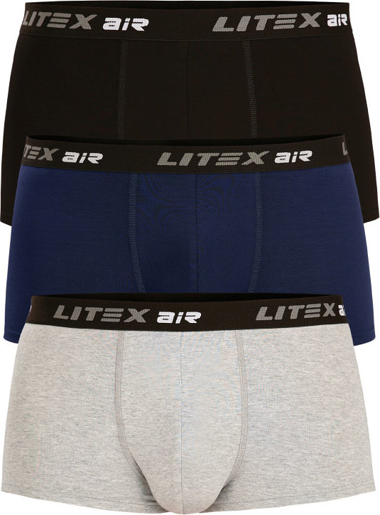 Pánské boxerky LITEX 1ks modré/šedé/černé Velikost: L, Barva: černá