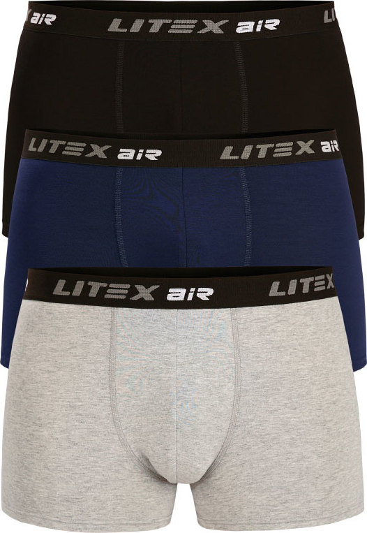 Pánské boxerky LITEX 1ks modré/šedé/černé Velikost: XL, Barva: světle šedé melé