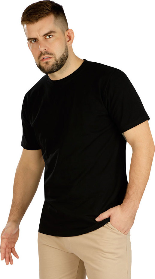 Pánské bavlněné triko LITEX s krátkým rukávem černé Velikost: L, Barva: černá