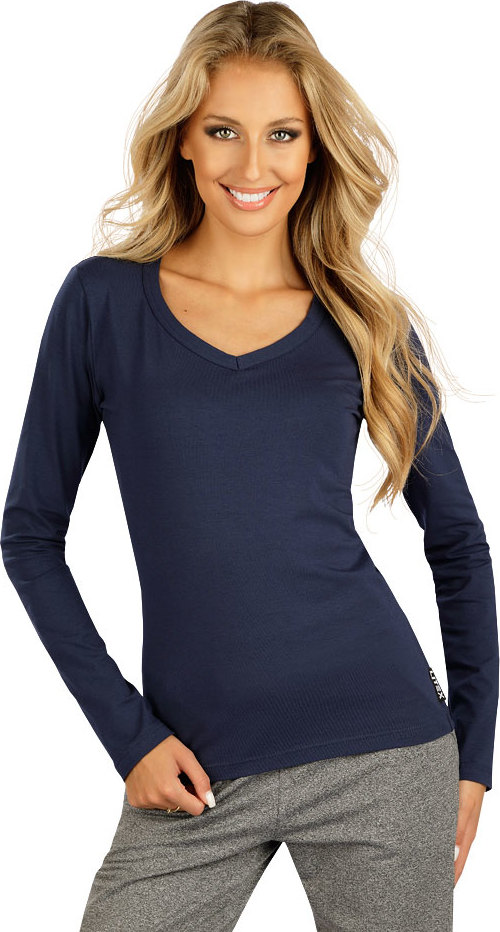 Dámské bavlněné triko LITEX s dlouhým rukávem modré Velikost: XL, Barva: tmavě modrá