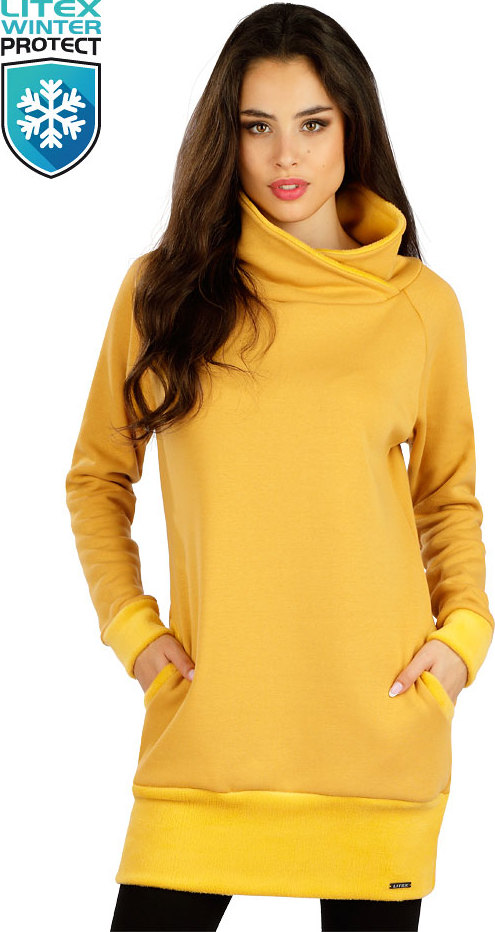 Dámské mikinové šaty LITEX žluté Velikost: XL, Barva: 108