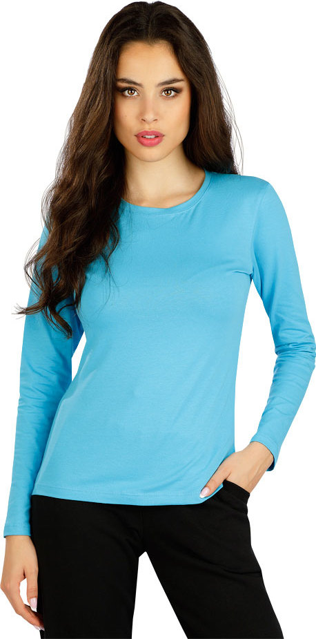 Dámské bavlněné triko LITEX s dlouhým rukávem modré Velikost: S, Barva: tmavě tyrkysová