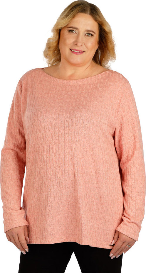 Dámský svetr LITEX s dlouhým rukávem růžový Velikost: XL, Barva: lososová