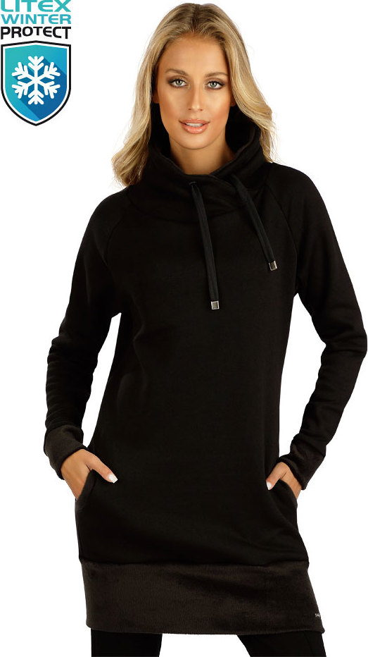 Dámské mikinové šaty LITEX s dlouhým rukávem černé Velikost: XL, Barva: černá