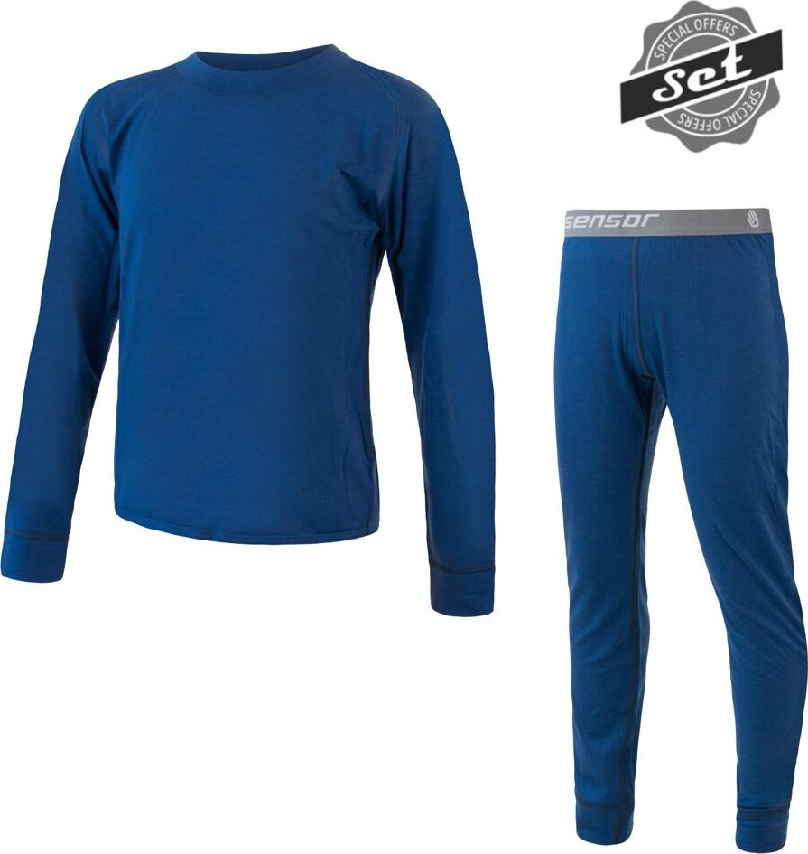 Dětský merino set SENSOR Air modrý Barva: Modrá, Velikost: 150