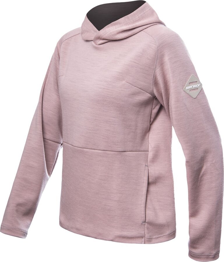 Dámská merino mikina SENSOR Upper traveller s kapucí růžová Barva: růžová, Velikost: L