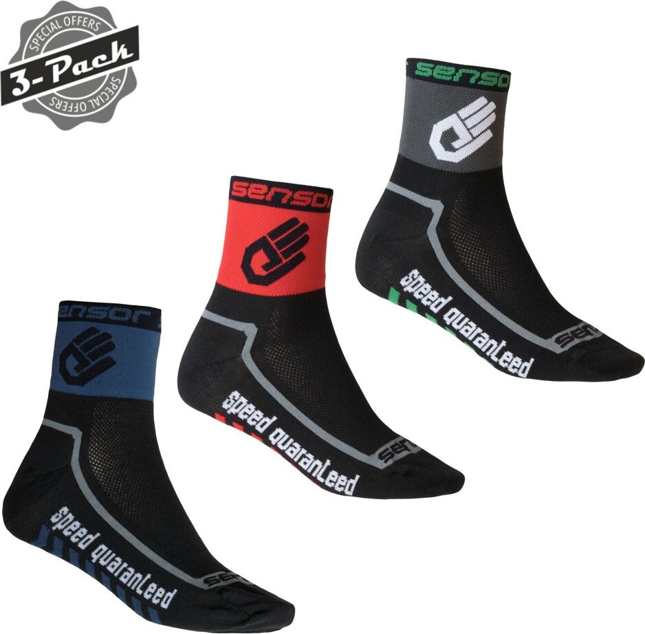 Unisex letní ponožky SENSOR 3 páry Race lite hand Velikost: 6/8, Barva: černá