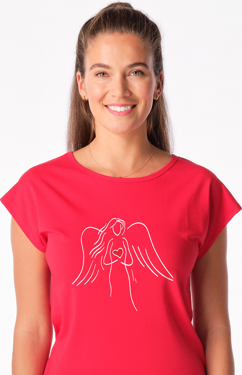 Dámské tričko CITYZEN Alta červené s potiskem Anděl Velikost: M/40