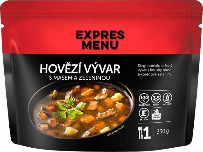 Hovězí vývar s masem a zeleninou EXPRES MENU (1 porce)