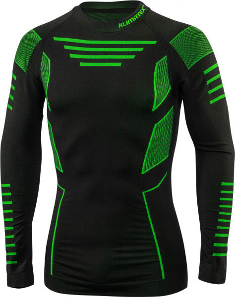 Pánské bezešvé triko KLIMATEX Croul černá/zelená Velikost: L