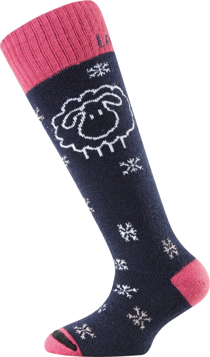 Dětské merino lyžařské ponožky LASTING Sjw černé Velikost: (38-41) M