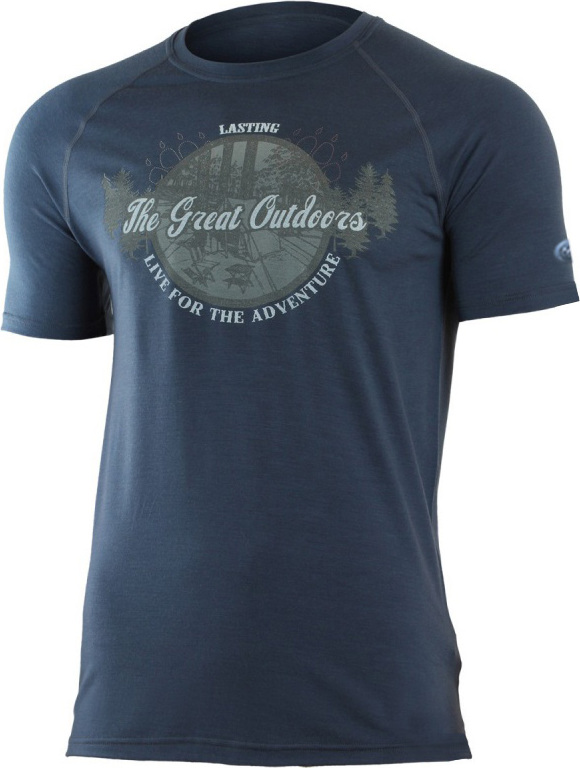 Pánské merino triko LASTING Lucas modré Velikost: L