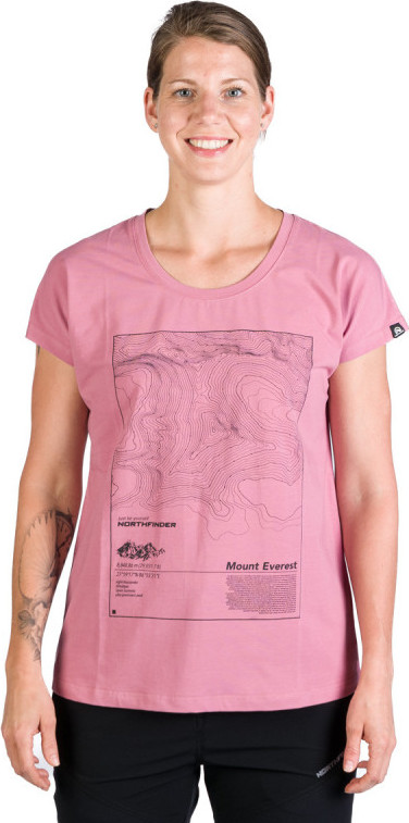 Dámské bavlněné triko NORTHFINDER Gayle růžové Velikost: M