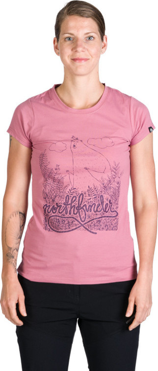 Dámské bavlněné triko NORTHFINDER Mable růžové Velikost: L