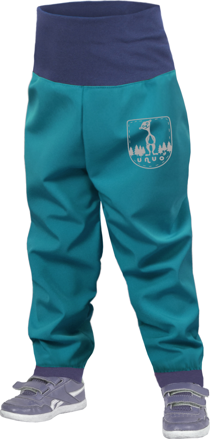 Batolecí softshellové kalhoty bez zateplení UNUO, Smaragdová Velikost: 98/104