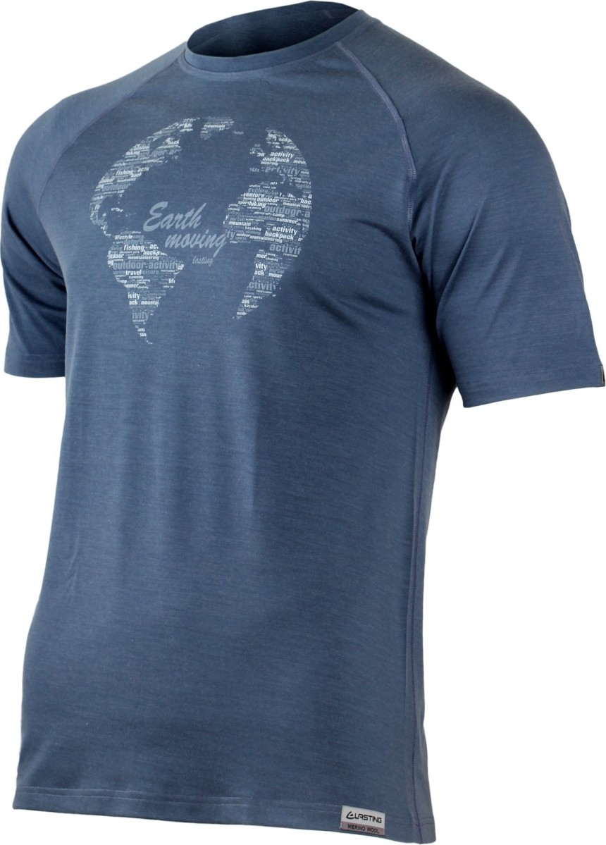 Pánské merino triko LASTING Earth modré Velikost: M