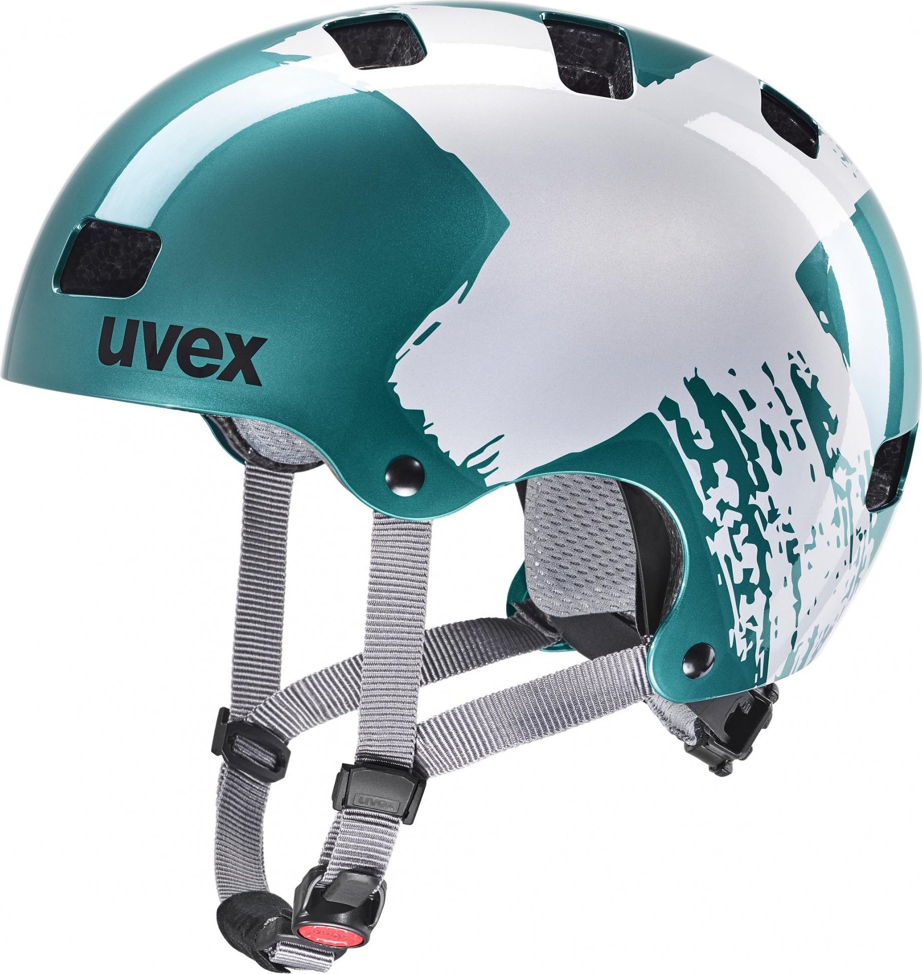 Dětská cyklistická helma UVEX Kid 3 zelenostříbrná Velikost: 51-55