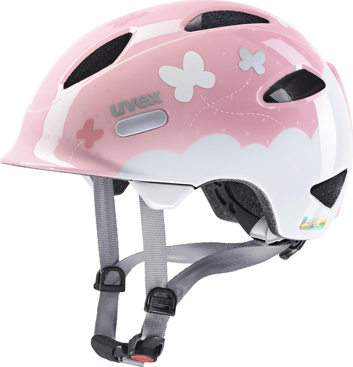 Dětská cyklistická helma UVEX Oyo Style Motýli růžová Velikost: 50-54