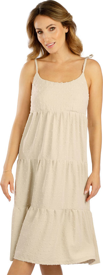 Dámské šaty LITEX na ramínka hnědé Barva: béžová, Velikost: S