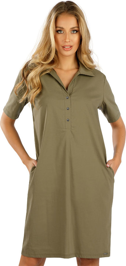 Dámské šaty LITEX s krátkým rukávem khaki Velikost: L, Barva: khaki