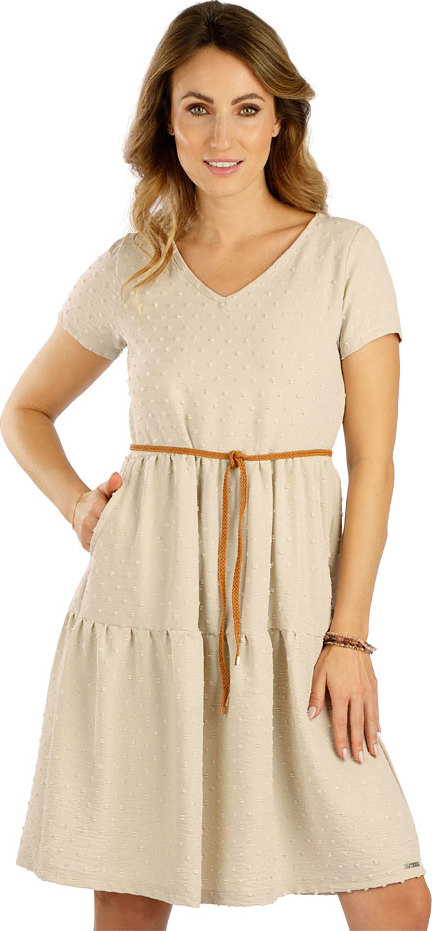 Dámské šaty LITEX s krátkým rukávem hnědé Barva: béžová, Velikost: S