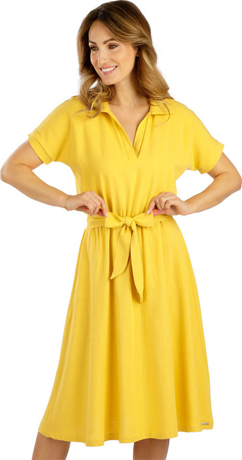 Dámské šaty LITEX s krátkým rukávem žluté Velikost: S, Barva: 106