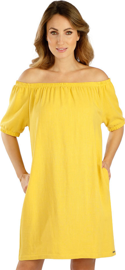 Dámské šaty LITEX s krátkým rukávem žluté Velikost: L, Barva: 106