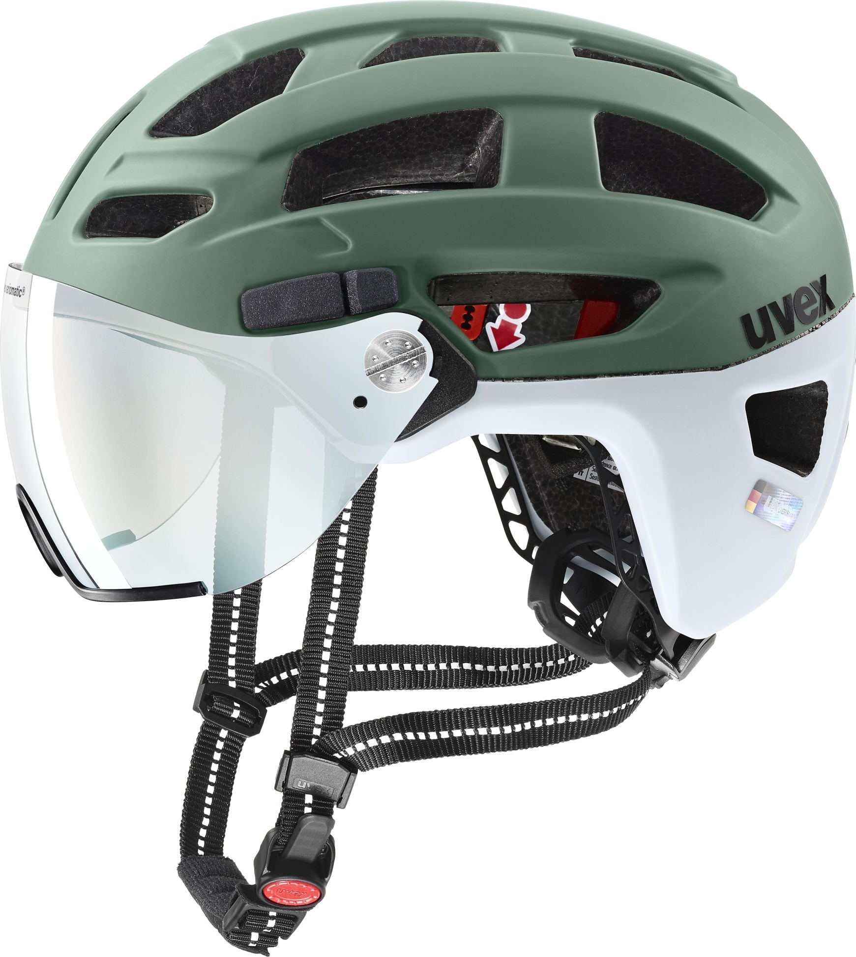 Cyklistická helma UVEX Finale Visor zelená Velikost: 52-57